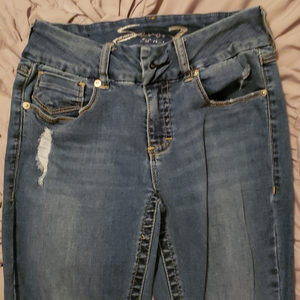 Seven7 high waist tummyless distressed skinny jean